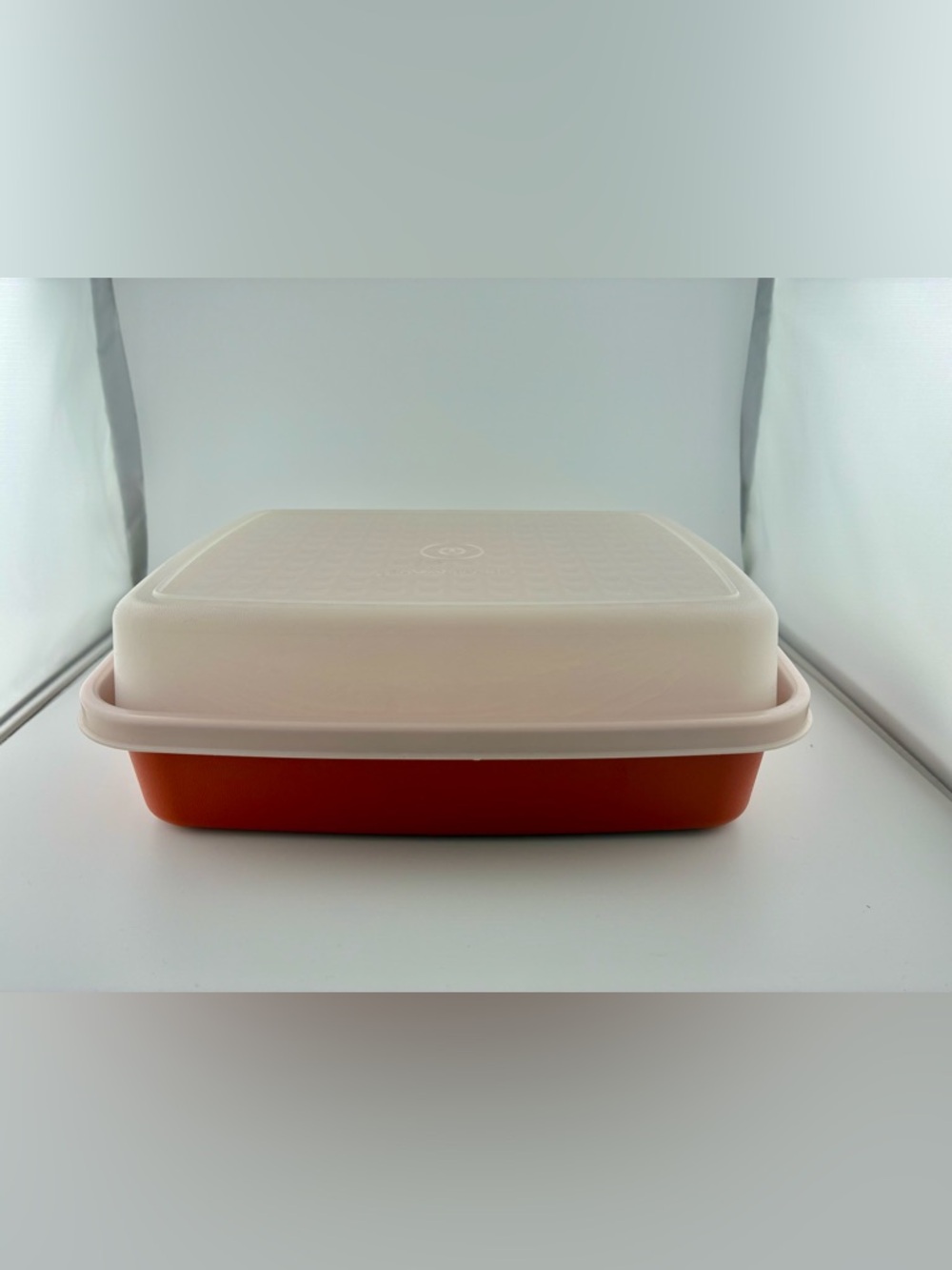 Vintage Tupperware Orange and Cream Rectangular Food Storage Container